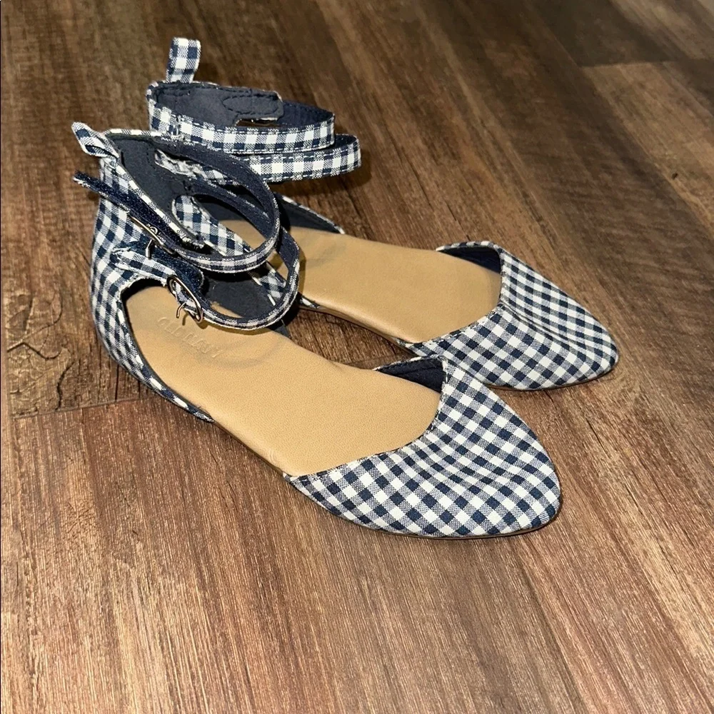 OLD NAVY Girls Gingham Plaid‎ Navy & White Shoes size 11 EUC